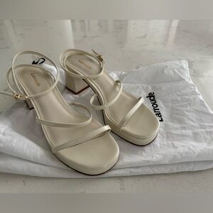 Larroude Gio Sandals - Size 8, Ivory (worn once)